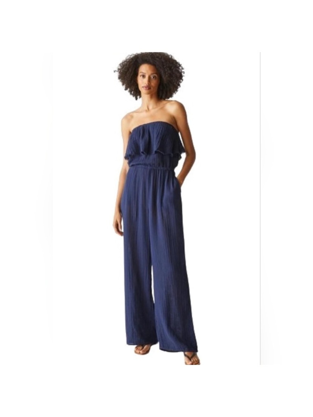 Michael Stars Riya Double Guaze Off Shoulder Jumpsuit In Admiral XS